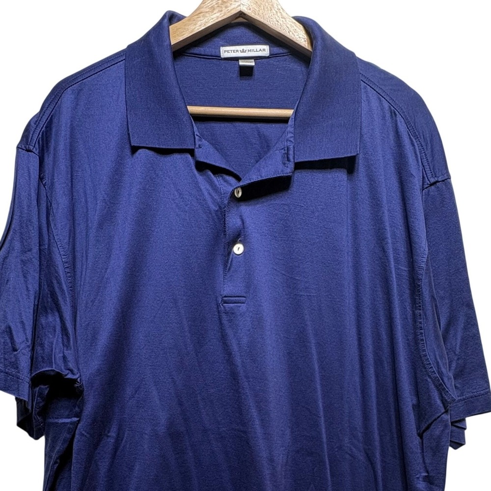 Peter Millar Polo Shirt Mens XXL Navy Blue 100% Cotton Short Sleeve Luxury Golf